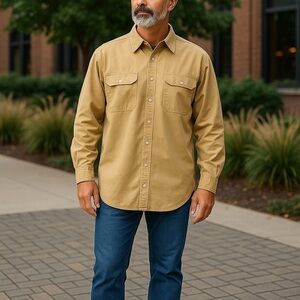 C.E. Schmidt Work Wear Mens Shirt 3X Mustard L Sleeve Pearl Snaps Yoke Western